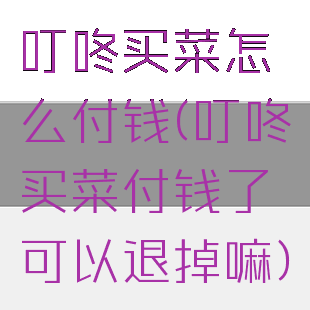 叮咚买菜怎么付钱(叮咚买菜付钱了可以退掉嘛)