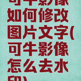 可牛影像如何修改图片文字(可牛影像怎么去水印)