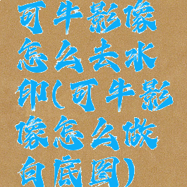 可牛影像怎么去水印(可牛影像怎么做白底图)