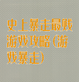 史上暴走最贱游戏攻略(游戏暴走)