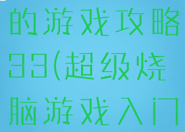 史上最烧脑的游戏攻略33(超级烧脑游戏入门攻略)