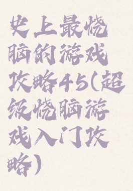 史上最烧脑的游戏攻略45(超级烧脑游戏入门攻略)