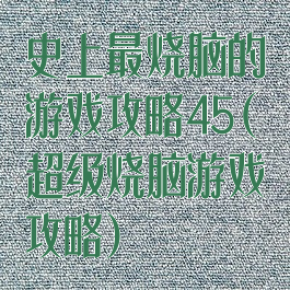 史上最烧脑的游戏攻略45(超级烧脑游戏攻略)