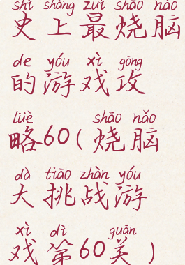 史上最烧脑的游戏攻略60(烧脑大挑战游戏第60关)