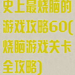 史上最烧脑的游戏攻略60(烧脑游戏关卡全攻略)