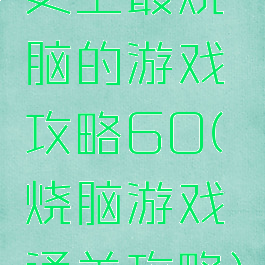 史上最烧脑的游戏攻略60(烧脑游戏通关攻略)