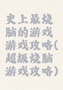史上最烧脑的游戏游戏攻略(超级烧脑游戏攻略)