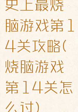 史上最烧脑游戏第14关攻略(烧脑游戏第14关怎么过)