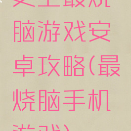 史上最烧脑游戏安卓攻略(最烧脑手机游戏)