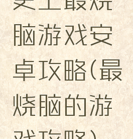 史上最烧脑游戏安卓攻略(最烧脑的游戏攻略)