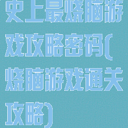 史上最烧脑游戏攻略密码(烧脑游戏通关攻略)