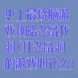 史上最烧脑游戏攻略老鼠找洞(打老鼠洞的游戏叫什么)
