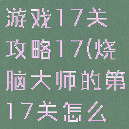 史上最烧脑游戏17关攻略17(烧脑大师的第17关怎么玩)