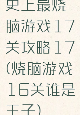 史上最烧脑游戏17关攻略17(烧脑游戏16关谁是王子)