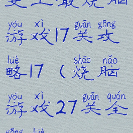 史上最烧脑游戏17关攻略17(烧脑游戏27关全攻略)