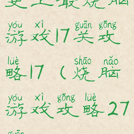 史上最烧脑游戏17关攻略17(烧脑游戏攻略27关)