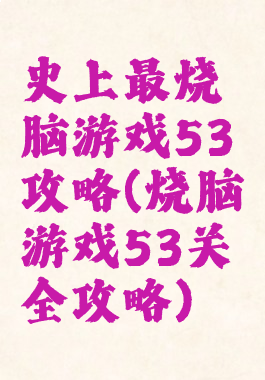 史上最烧脑游戏53攻略(烧脑游戏53关全攻略)