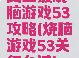史上最烧脑游戏53攻略(烧脑游戏53关怎么过)