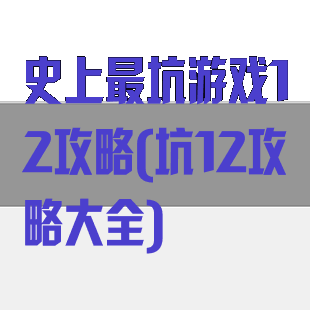 史上最坑游戏12攻略(坑12攻略大全)