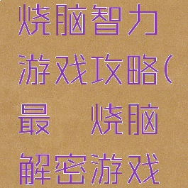 史上最囧烧脑智力游戏攻略(最囧烧脑解密游戏攻略)