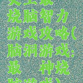 史上最囧烧脑智力游戏攻略(脑洞游戏:最囧神烧脑游戏)