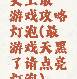 史上最囧游戏攻略灯泡(最囧游戏天黑了请点亮灯泡)