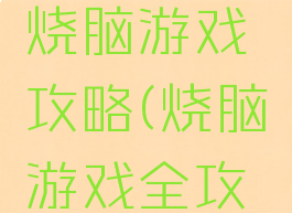 史上最强烧脑游戏攻略(烧脑游戏全攻略)