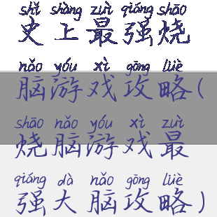 史上最强烧脑游戏攻略(烧脑游戏最强大脑攻略)