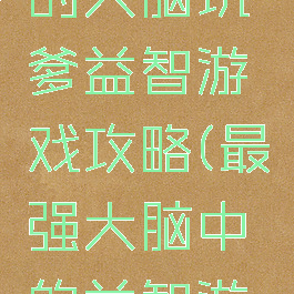 史上最强的大脑坑爹益智游戏攻略(最强大脑中的益智游戏)