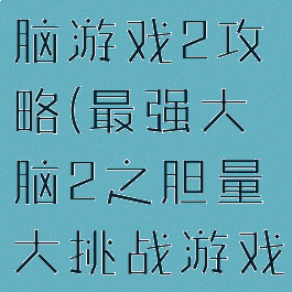 史上最强大脑游戏2攻略(最强大脑2之胆量大挑战游戏)
