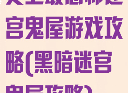 史上最恐怖迷宫鬼屋游戏攻略(黑暗迷宫鬼屋攻略)