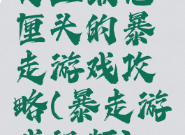 史上最无厘头的暴走游戏攻略(暴走游戏视频)