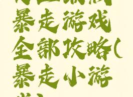 史上最贱暴走游戏全部攻略(暴走小游戏)