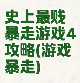 史上最贱暴走游戏4攻略(游戏暴走)