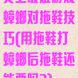 史上最难游戏蟑螂对拖鞋技巧(用拖鞋打蟑螂后拖鞋还能要吗?)