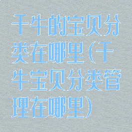 千牛的宝贝分类在哪里(千牛宝贝分类管理在哪里)