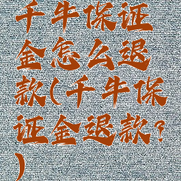 千牛保证金怎么退款(千牛保证金退款?)