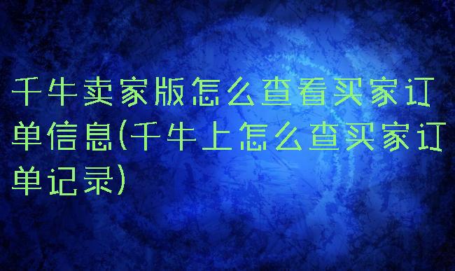 千牛卖家版怎么查看买家订单信息(千牛上怎么查买家订单记录)