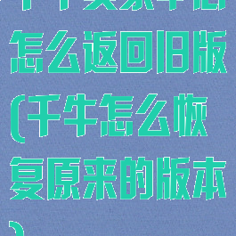 千牛卖家中心怎么返回旧版(千牛怎么恢复原来的版本)