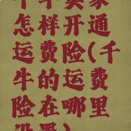 千牛卖家怎样开通运费险(千牛的运费险在哪里设置)
