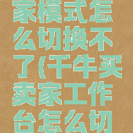 千牛卖家模式和买家模式怎么切换不了(千牛买卖家工作台怎么切换成是卖家)