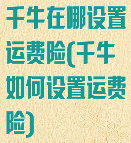 千牛在哪设置运费险(千牛如何设置运费险)