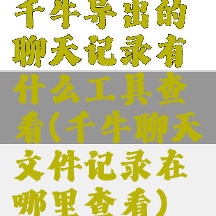 千牛导出的聊天记录有什么工具查看(千牛聊天文件记录在哪里查看)