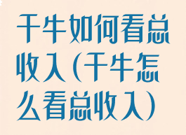千牛如何看总收入(千牛怎么看总收入)
