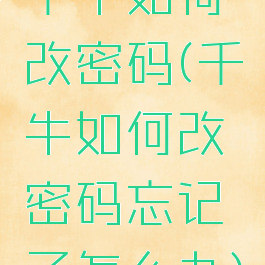 千牛如何改密码(千牛如何改密码忘记了怎么办)