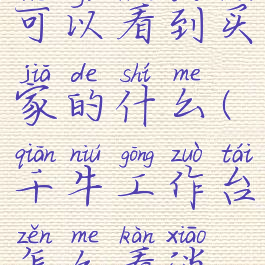 千牛工作台可以看到买家的什么(千牛工作台怎么看消息)