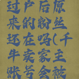 千牛店铺过户后原来的粉丝还在吗(千牛卖家主账号会被禁言吗)