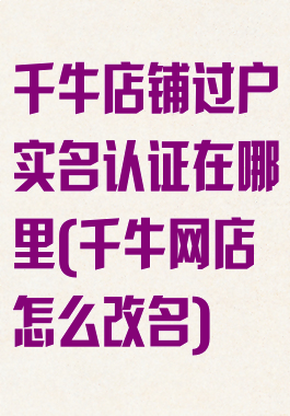 千牛店铺过户实名认证在哪里(千牛网店怎么改名)