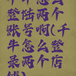 千牛怎么登陆两个账号啊(千牛怎么登录两个店铺)