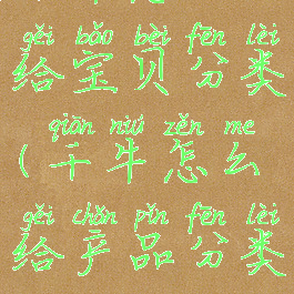 千牛怎么给宝贝分类(千牛怎么给产品分类)